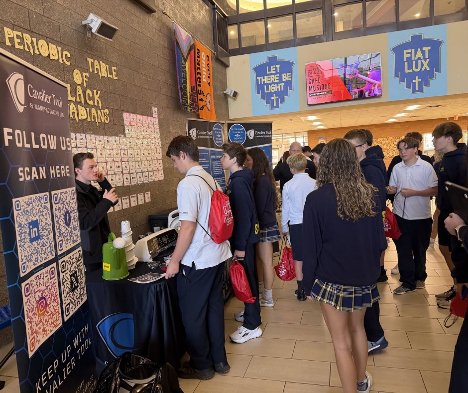 CavalierTool's tweet image. Throughout October, Cavalier Tool visited local high schools to shine a light on the future of mold making and the hashtag #SkilledTrades.

We spoke with students, parents, and educators about how manufacturing has transformed

Join the #CavalierArmy today!
