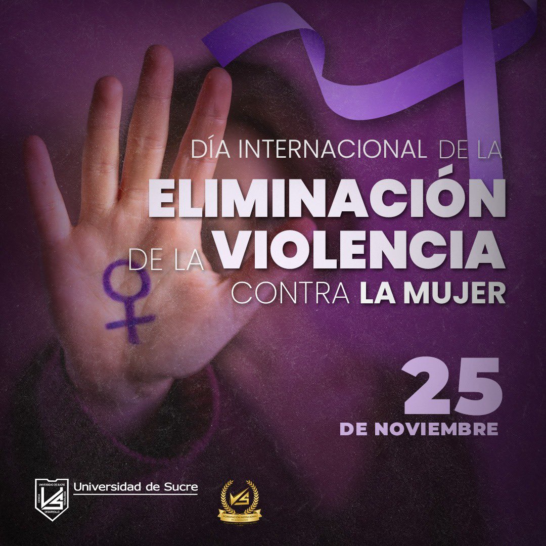 Unisucre's tweet image. 🟣 En el Día Internacional de la Eliminación de la Violencia contra la Mujer, alzamos la voz para decir: ¡No más violencia!

Cada mujer merece vivir libre, segura y respetada. ✊💜