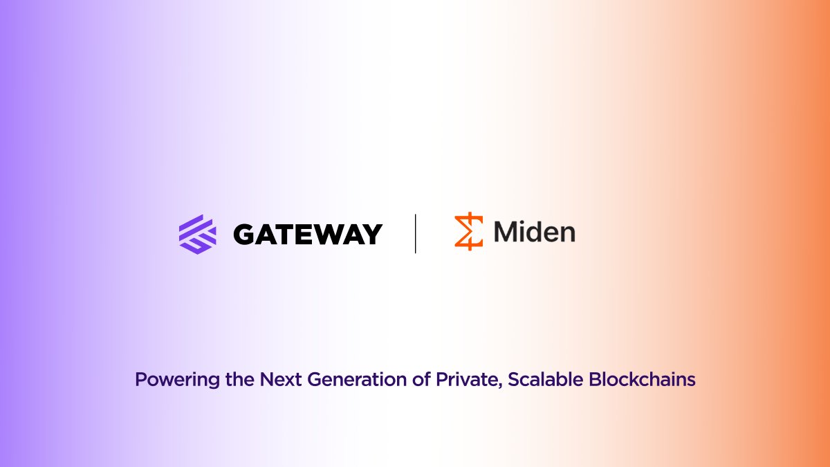 .<a href="/0xMiden/">Miden</a> is redefining blockchain: private, scalable, and compliant.

Gateway.fm is providing the core infrastructure, ensuring reliability, security, and performance that allows Miden to grow without compromise.

Together, we’re building the foundation of