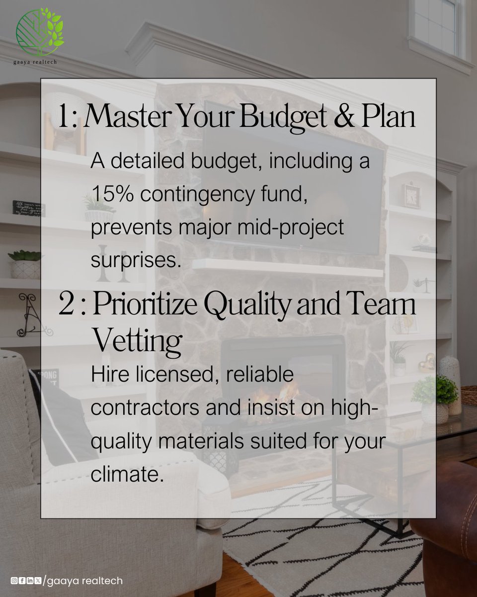 GaayaBuilds's tweet image. Building your dream home?  Don&apos;t miss these 4 essential tips! From budgeting with a 15% contingency to vetting contractors &amp;amp; thinking green. Build smart, build right. What&apos;s your top concern?  
#HomeConstruction #BuildingTips #DreamHome
