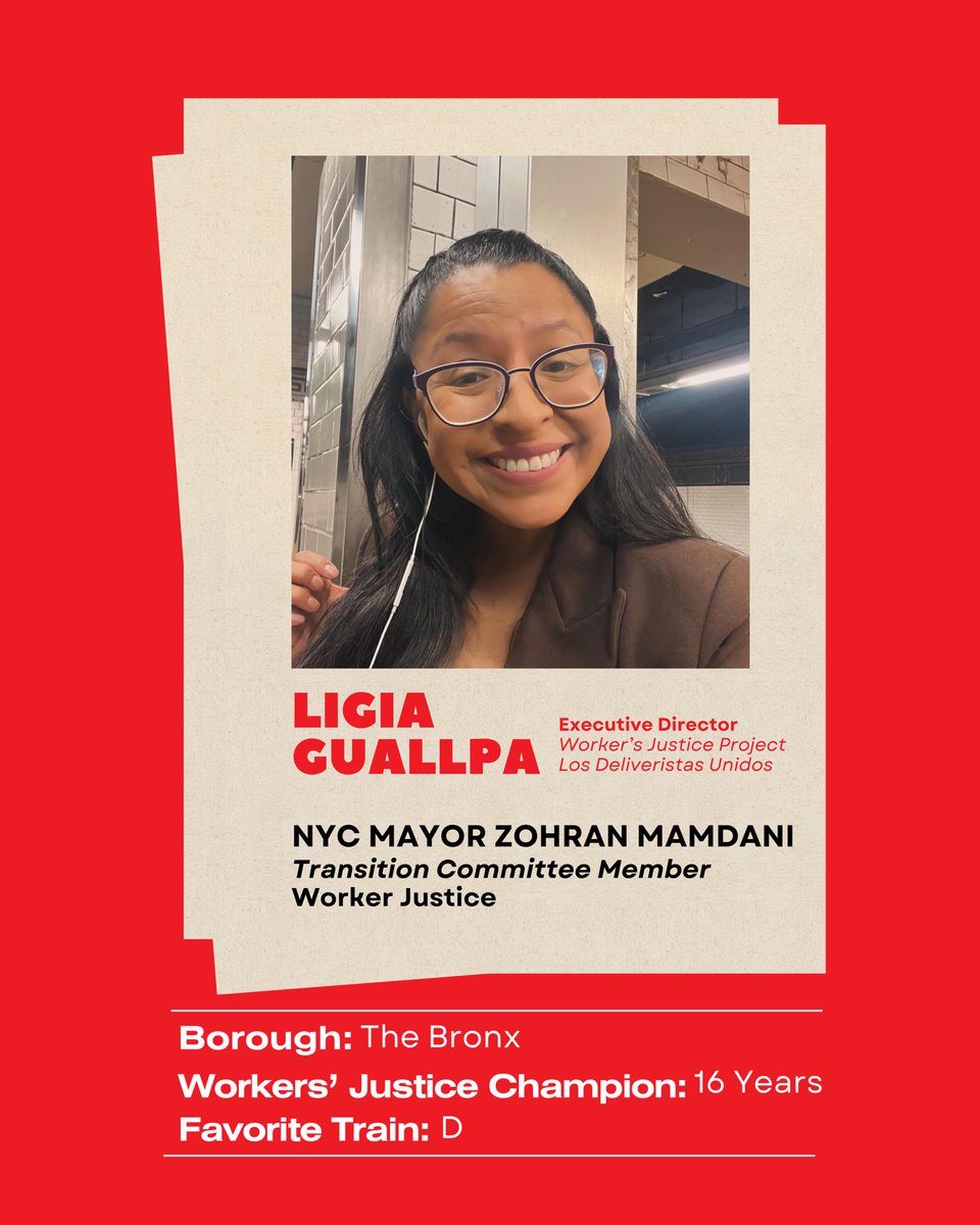 workersjusticep's tweet image. Big news! Our ED @LigiaGuallpa is joining Mayor-elect @ZohranKMamdani’s Transition Committee on Worker Justice.

We’re ready to build worker power  &amp;amp; ensure NYC delivers living wages, safe jobs, &amp;amp; the rights for every worker that’s one frontlines for our city.