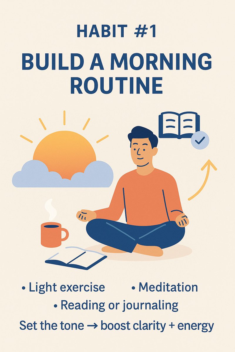 4psa's tweet image. 🌅 Habit #1: Build a Morning Routine
Start your day with intention: exercise, journaling, meditation, or reading.
Small rituals → big clarity + energy.
bit.ly/43Q6CYJ 3/
#Productivity #MorningRoutine #Habits #ProductivityTips #GrowthMindset