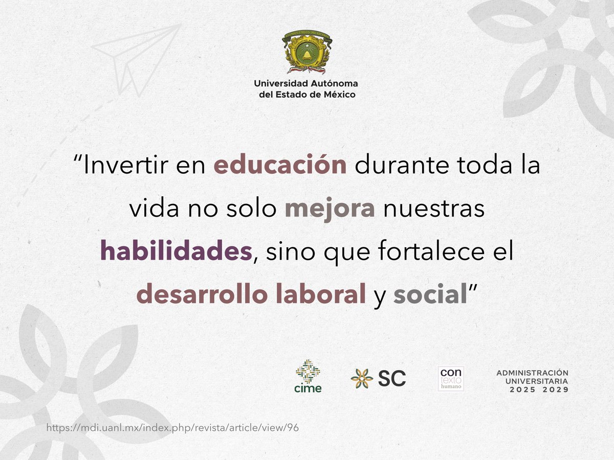 ConTexto_Humano's tweet image. 📷 La educación no termina cuando dejamos el aula. La formación continua fortalece nuestras habilidades, mejora el desempeño laboral y amplía nuestras oportunidades de desarrollo humano. contextohumano.uaemex.mx/index