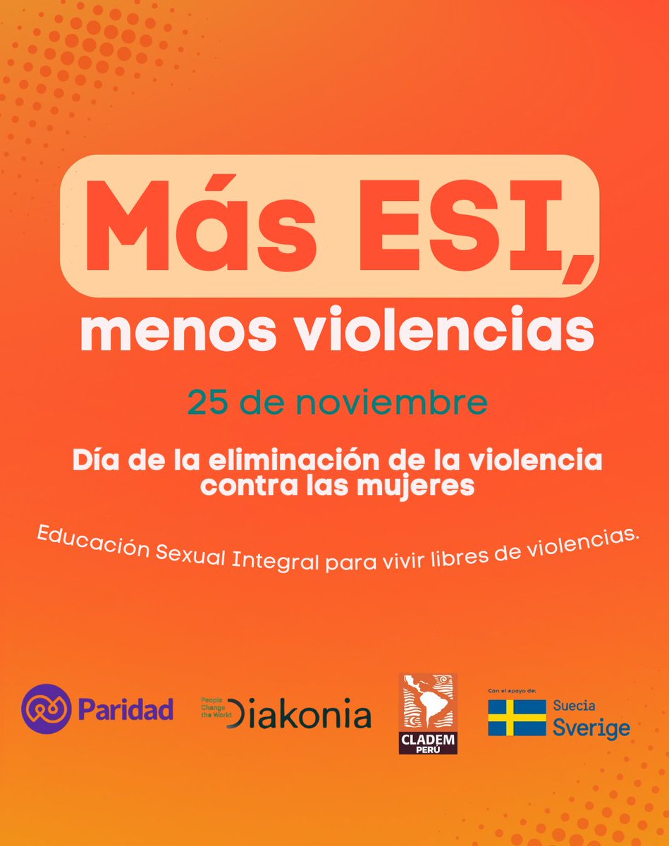 clademperu's tweet image. Hoy #25N recordamos que la ESI no es un “capricho” ni una “ideología”: es un derecho y una herramienta para vivir libres de violencias.
Invitamos a respaldar a docentes y escuelas y exigir al Estado que no ceda ante la presión antiderechos. Comparte y súmate a defender la ESI ✊