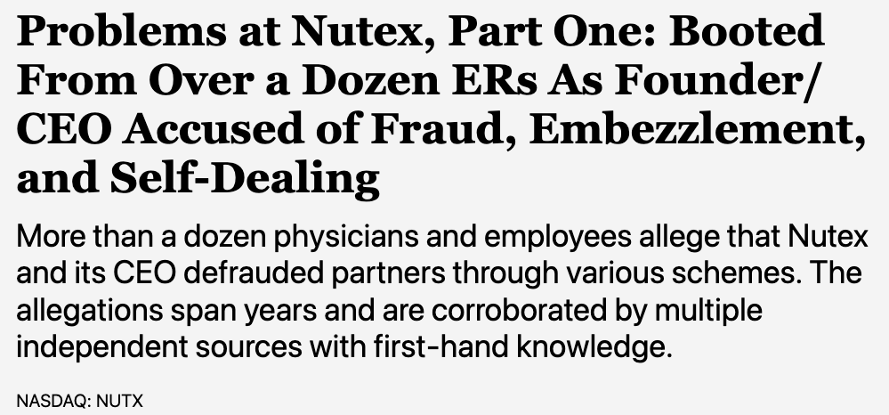 CapybaraShort's tweet image. 🚨 $NUTX new report just released 🚨
Part One of our investigative report on Nutex Health.
All new info, not reported elsewhere.
capybararesearch.com/reports/nutex-…
And, stay tuned for part two. Things are spicy over at $NUTX 🌶️