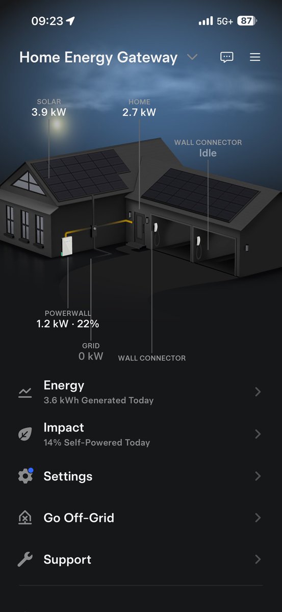 Abstract_Ocean's tweet image. The new weather overlay in the energy section of Tesla app is nice. Now let me upload an actual representation of my house 🙂