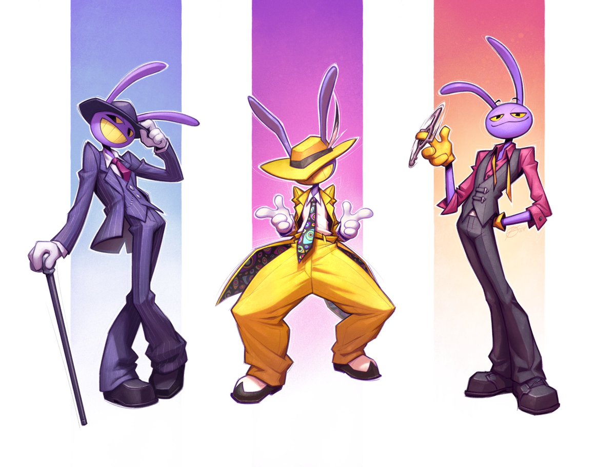 silverpresso's tweet image. Hello, I might have a problem...? :&apos;)

(Btw the 2nd one is based on The Mask&apos;s outfit and I wanted to change the color to salmon pink... but I just liked the original yellow more, I think it suits him... damn I love him in these clothes)

#TADC #TheAmazingDigitalCircus #tadcjax