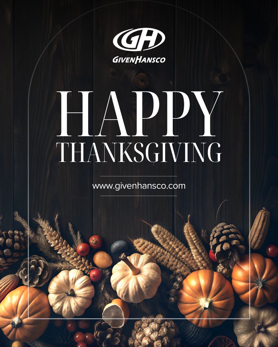 GivenHanscoInc's tweet photo. 🍁 Happy Thanksgiving from GivenHansco!
Wishing you a joyful holiday filled with rest, gratitude, and good company. 🦃✨

Our office will be closed November 25th and 26th in observance of Thanksgiving. We will be back in office the following Monday.

#Thanksgiving #Grateful #GH https://t.co/YTVFdPub4z
