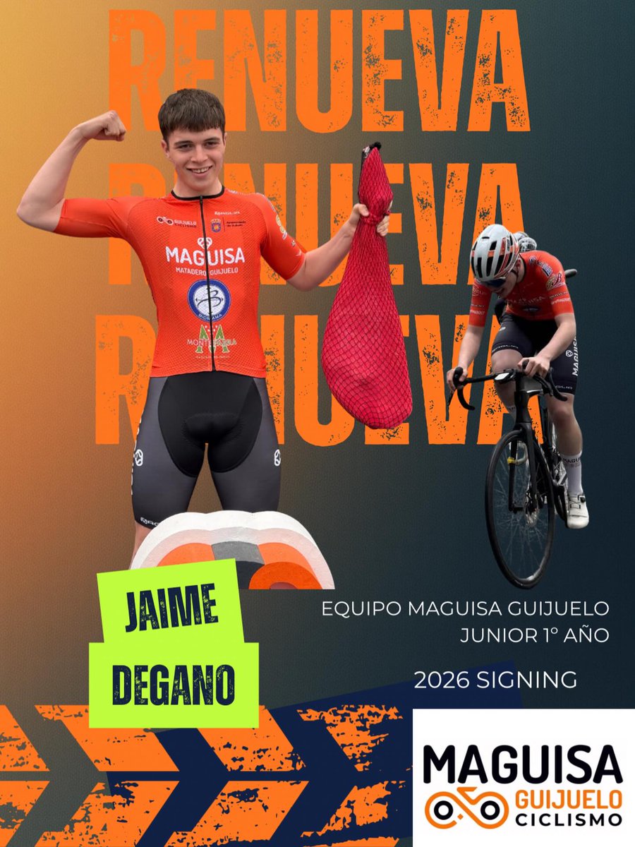 CGuijuelo's tweet photo. 🚴‍♂️ Seguimos confirmando renovaciones para el equipo Junior #MaguisaGuijuelo🟧⬛️
🔸Mario Abad
🔸Jaime Degano
Del equipo Cadete al Junior pasan dos de los nuestros que han ganado experiencia y mostrado carácter
Orgullosos de ver crecer a los #OrangeWarriors 🧡🖤 en el 2026‼️ https://t.co/TzjpXA40qL
