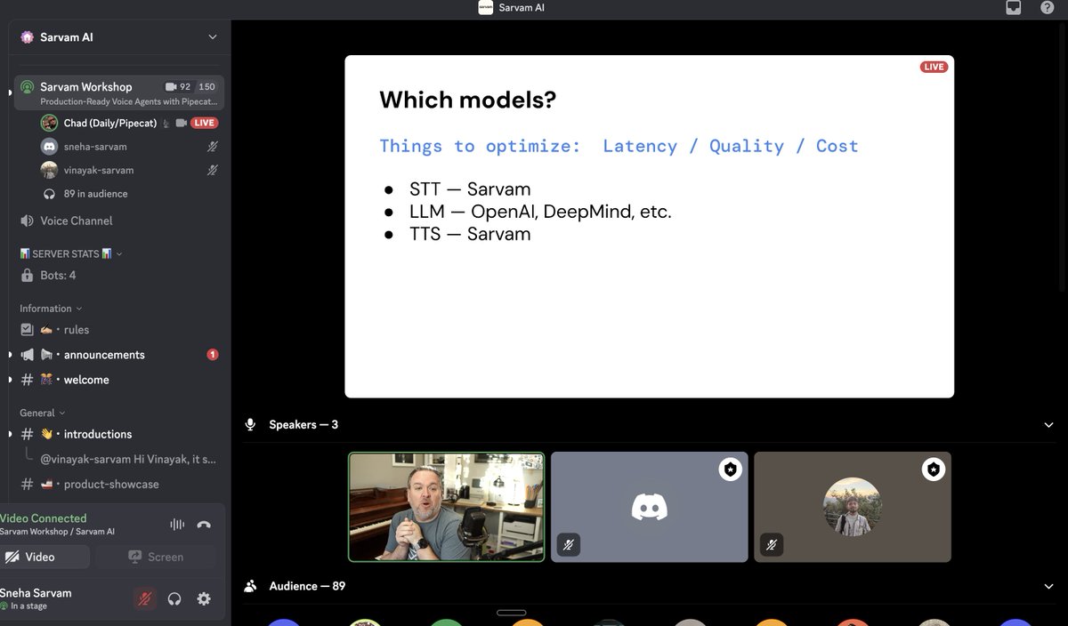 SarvamForDevs's tweet image. What an insane workshop today!

The energy, the questions, the discussions, everything was on point.

Thank you to everyone who joined, learned, and pushed the limits with us!