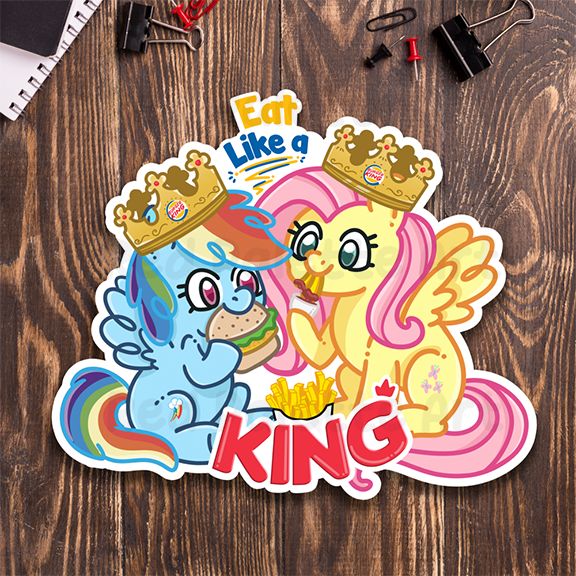 RedPaletteArt's tweet image. Eat Like a King 👑 🍔 Artwork I did back in 2024 - my goal is to have all artwork drawn in 2024 posted by the end of the year. Sticker here: shop.redpaletteart.com/product/eat-li… #mylittlepony #rainbowdash #fluttershy #redpaletteart