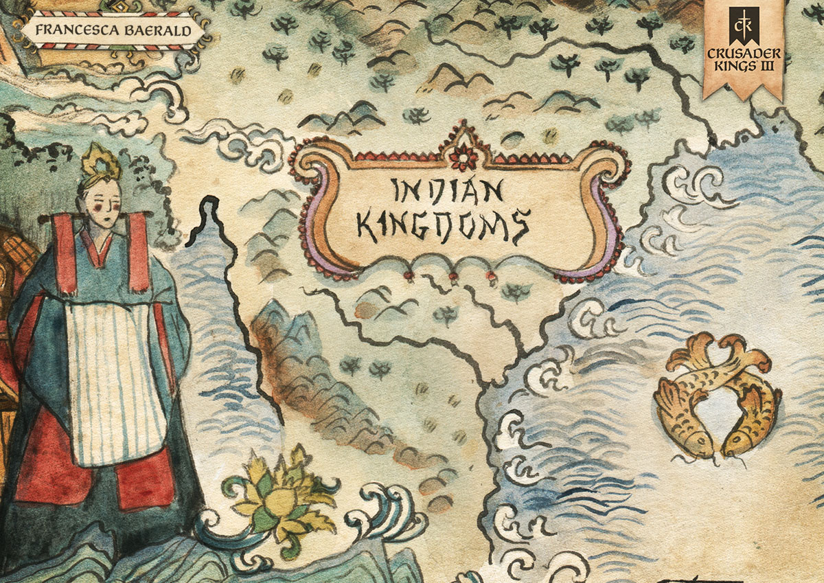 FBaerald's tweet image. Exploring Asia with my map for #CrusaderKings III - All Under Heaven 👑Thank you Paradox for taking me to these inspiring lands! 🏯
---
#gameart #gamemap #videogameart #maps #cartography #worldmap #fantasymap #gamedev #steam #ParadoxInteractive #CrusaderKings3 #xbox #ps5