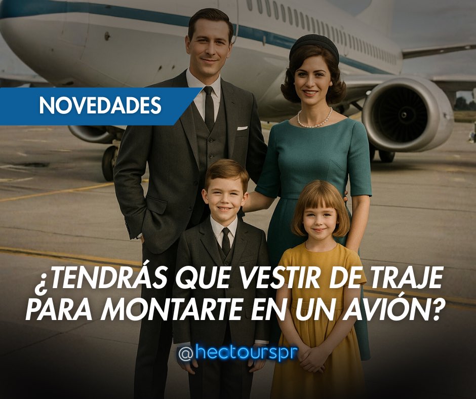 HectoursPR's tweet image. 🇺🇸El Departamento de Transportación de USA lanzó una campaña para que nos vistamos mejor y seamos más educados a la hora de viajar 😅🧳

La campaña apela a la “Época de Oro de los Viajes”, cuando la gente solía vestir de traje para volar.
Aunque el Secretario no exige que vayamos…