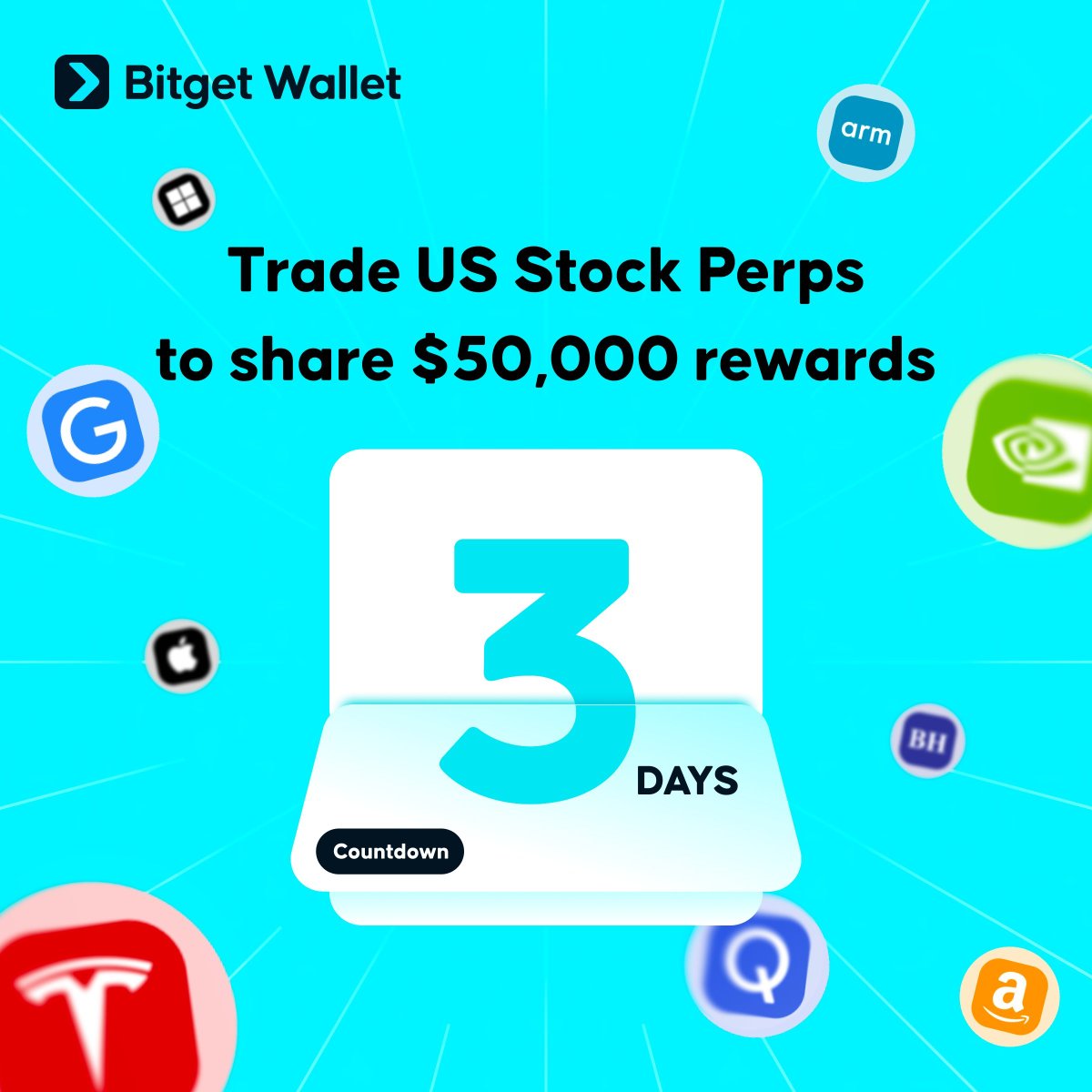 BitgetWalletVN's tweet image. Lời nhắc giữa tuần: Chỉ còn 3 ngày trước khi cửa giao dịch perps đóng lại cho $50,000 giải thưởng.

📊 Leo lên bảng xếp hạng giao dịch US stock perps:

Top 10 trader chia nhau $4,000

Hạng 11–2000 nhận $20 mỗi người

Giao dịch US stock perps ngay:…