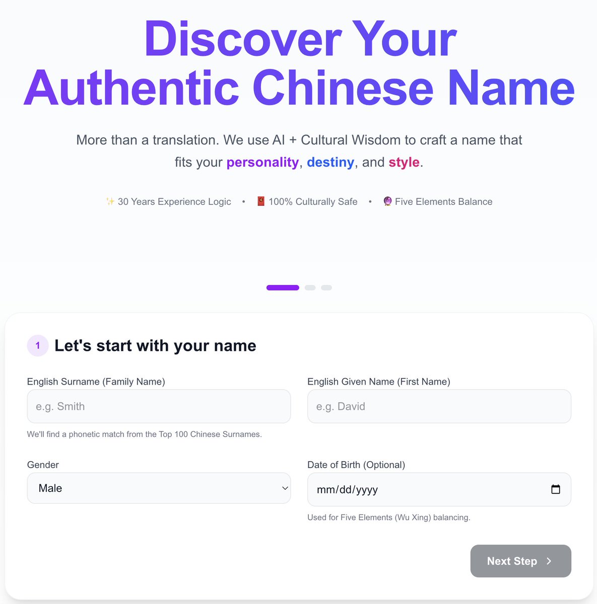 learnWithMiro's tweet image. Part 1: Chinese Name Generator App
Let's craft the authentic Chinese name.

Starting with the basics: I'll use your Name, Gender, and Birth Date to generate a name that's both culturally rich and deeply meaningful.

#ChineseName #AppDev #Startup #buildinpulic