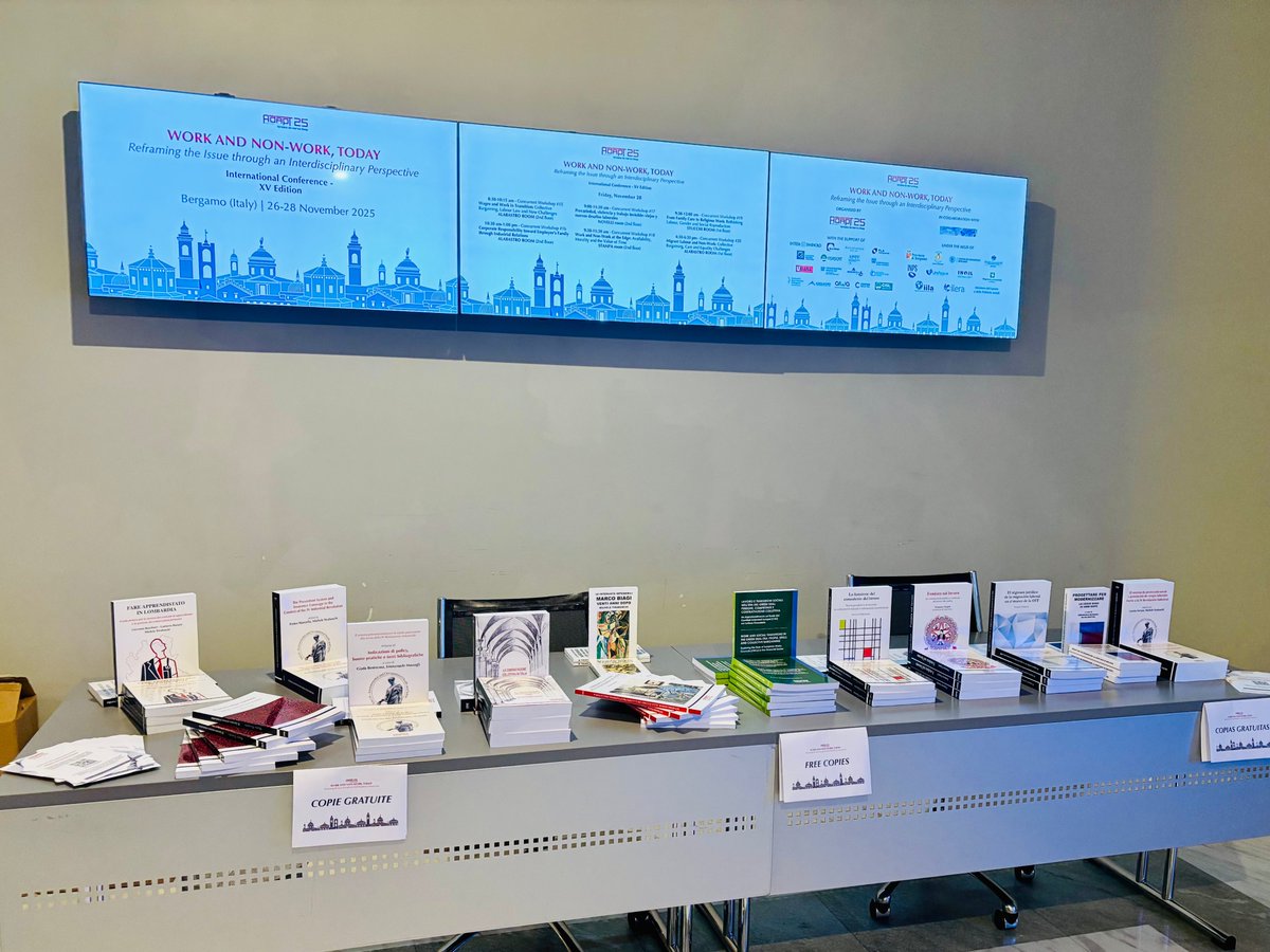 LaviniaSerrani's tweet image. Alla vigilia della #ADAPTConference2025 a Bergamo, ricordiamo a tutti i relatori che ADAPT University Press offre in #OMAGGIO i volumi esposti sul banco all’ingresso!! 📢 Non perdete l’occasione di scegliere le copie che più vi interessano!! A domani! @ADAPT_Press