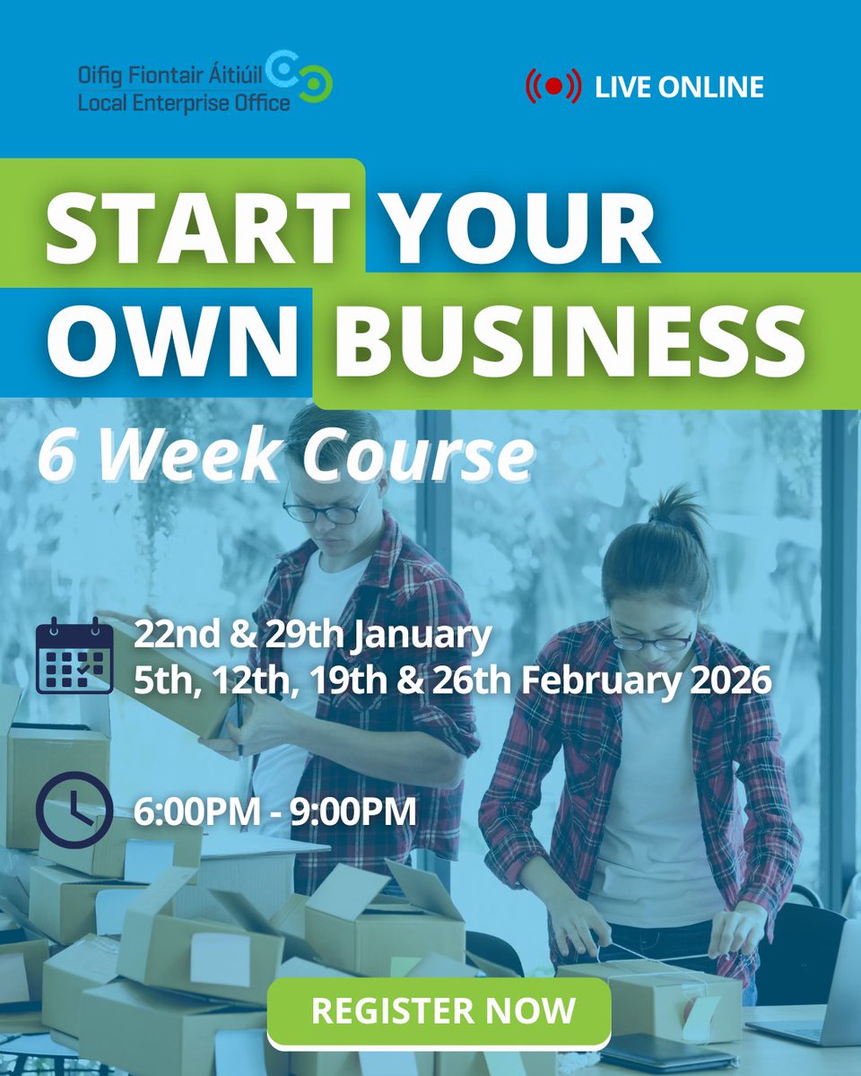 🚀 Turn Your Business Idea into Reality

Join our 6-week “Start Your Own Business” course and gain the confidence to launch and manage your own venture. 💼

Register here: bit.ly/48fPm0b

#LEOMayo #StartYourOwnBusiness #Entrepreneurship