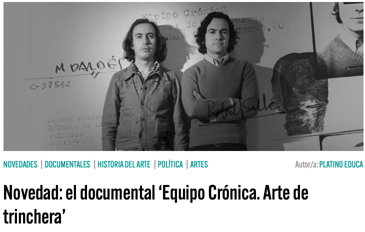 💡Novedad: el documental ‘Equipo Crónica. Arte de trinchera’.

Conoce todos los detalles sobre esta nueva incorporación al catálogo de Platino EDUCA 📲 platinoeduca.com/PEB_Post.aspx?…