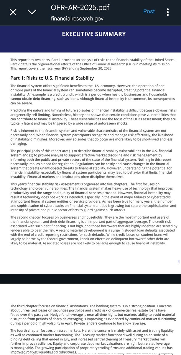 BossBlunts1's tweet photo. BREAKING 🚨 US OFFICE OF FINANCIAL RESEARCH SHOCKED TO LEARN OFF-EXCHANGE REPO MARKETS (DARKPOOL REPO LOANS) EXCEEDS $5 TRILLION 😱

That's over 100% MORE than expected...

The report states this could cascade into domino bankruptcies and systemic crisis.
Lehman Bros on mega steroids💥

Repo = basically short-term loans backed by bonds that can amplify systemic shocks and liquidity issues... Margin Calls ☎️  & domino bankruptcies worldwide

The total REPO market now exceeds over $12 TRILLION

Thr shadow banks $5 trillion is now 40% of the ENTIRE $12 trillion US repo market per the Federal Reserve = remember that's more than double their prior estimates

In 2008, the repo market's lack of transparency fueled uncertainty, as regulators and financial institutions underestimated risks in shadow banking sectors like mortgage backed securities

Most people fail to realize that the MBS crisis in 08 was actually due to the repo markets, EXACTLY LIKE TODAY 🌋

Janet Yellen warned us about this way back in 2021 = anyone following me on YT or Twitter for awhile has seen me sharing the video of Ole Yeller 🐶 testifying in front of Congress, stating that this is the number 1 risk to the entire global financial system...

Now we're finding out the repo market is DOUBLE what Yellen and regulators thought at the time

#2 risk, according to Yellen, is overleveraged hedge funds.

Surprise, surprise, folks

This opacity of off exchange trading could obfuscate (hide) these building pressures, allowing market stress to cascade undetected, much like how hidden subprime loan exposures (repo market derivatives) snowballed in 2008. 

Recent events echo this, such as the October 2025 repo rate spikeS where banks borrowed over $15 billion from the Fed's Standing Repo Facility (SRF) in two days, signaling private market strains amid depleted reserves (down to $2.8 trillion from QT)

- Hedge funds $1.3 trillion in short Treasury positions via basis trades could unwind under rising rates, forcing Treasury fire sales and pressuring prices, akin to 2008's collateral crisis

- Global spillovers remain a HUGE threat, with non-U.S. banks relying on dollar repo funding (European and Japanese banks = 30% of liabilities) potentially transmitting stress via currency swaps

Can you say Japanese Yen Carry Trade?

Fuck... I'm tired of writing. This took about 55 minutes to write up. You get the idea. 

Repost, bookmark, and follow for more if you learned something to show appreciation for my efforts.

🚫This darkpool off-exchange BS has to stop = So we've spent the last 4 years creating a stock and crypto brokerage firm and app to combat this by routing to LIT MARKETS 💡

🔥 Follow @LitXchangeApp = you can even become a Founder in the company. Link in bio. 🔥