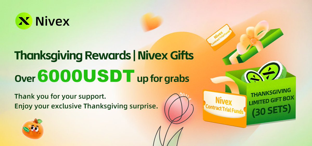 nx_Labs's tweet image. Nivex Is Dropping 6,000+ USDT in Rewards!

Thanksgiving vibes! To thank the community for all the support, we’re dropping 30 limited-edition Nivex gift boxes plus contract trial funds up for grabs!

How to Join:
1️⃣ Follow @nx_Labs
2️⃣ Register on Nivex (nivex.vip/?ref=17440879&amp;amp;…) to…