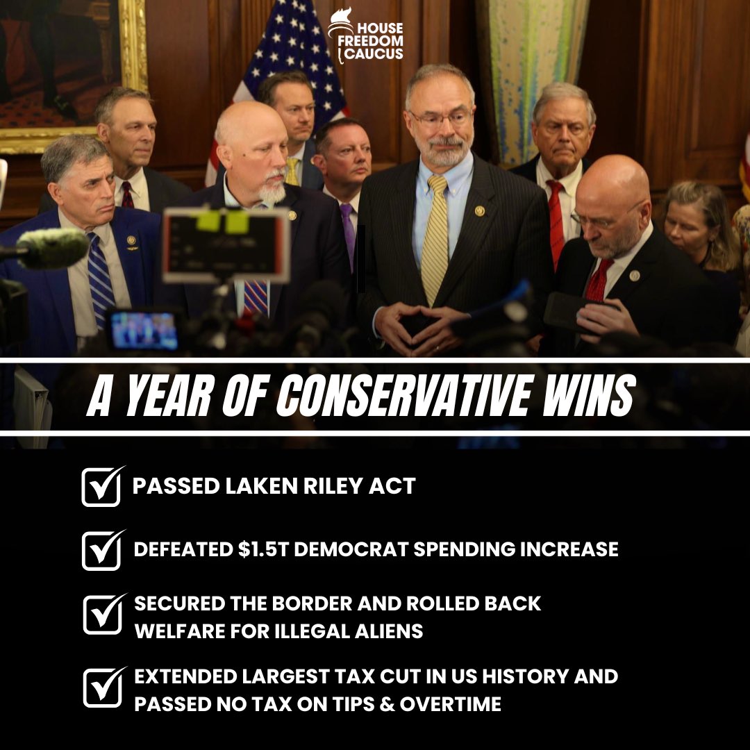 freedomcaucus's tweet image. From passing the Laken Riley Act, to defeating $1.5T in Democrat spending, to rolling back welfare for illegal aliens, we’re delivering real conservative wins for the American people. 

Thank you @POTUS, for putting America FIRST!