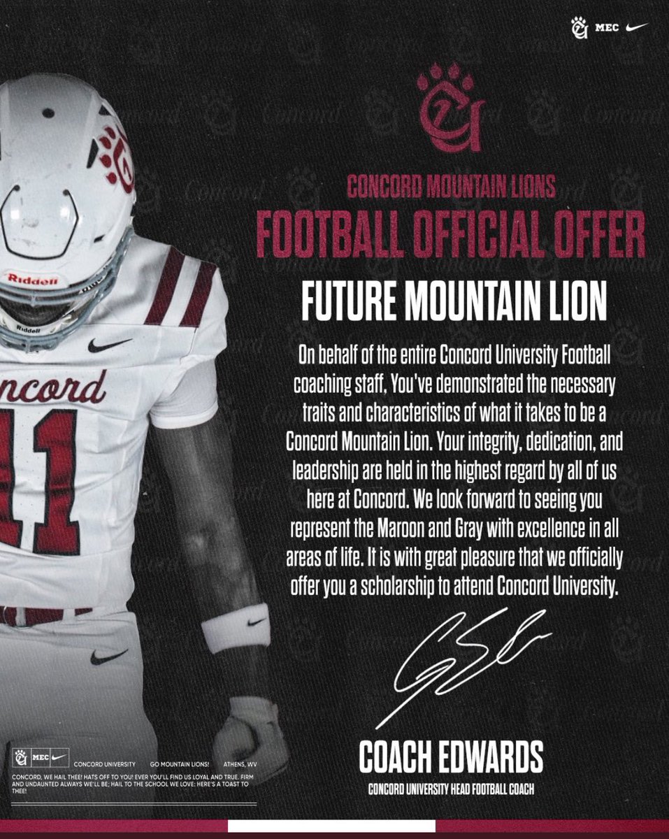 After a great conversation with <a href="/Coach_Gilkes/">Elton “Al” Gilkes</a>, I’m blessed to receive my 10th d2 offer from Concord University!
