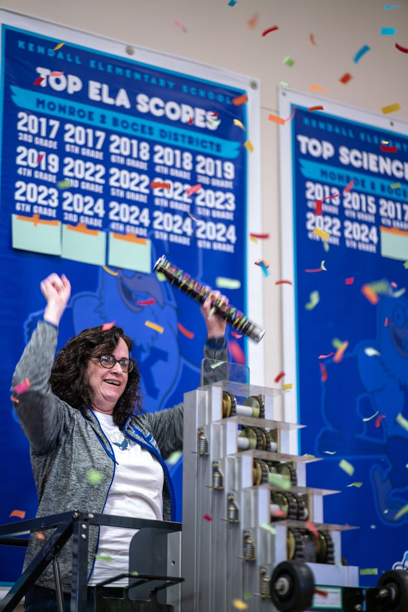 Last Friday, we held our annual Banner Ceremony to celebrate our State Testing results! Our teachers ride the Elevator of Excellence to reveal the new year! Oh, and they have confetti poppers! Photo taken by Mr. King!