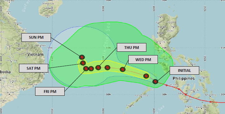 DTNWeather's tweet image. 11/25 #TropicalStormThirtyThree mid-morning advisory: #TropicalStorm #Thirtythree and will continue to strength as it approaches and moves over the open waters of the South China Sea. dtn.link/kogj96

#ThinkWeather