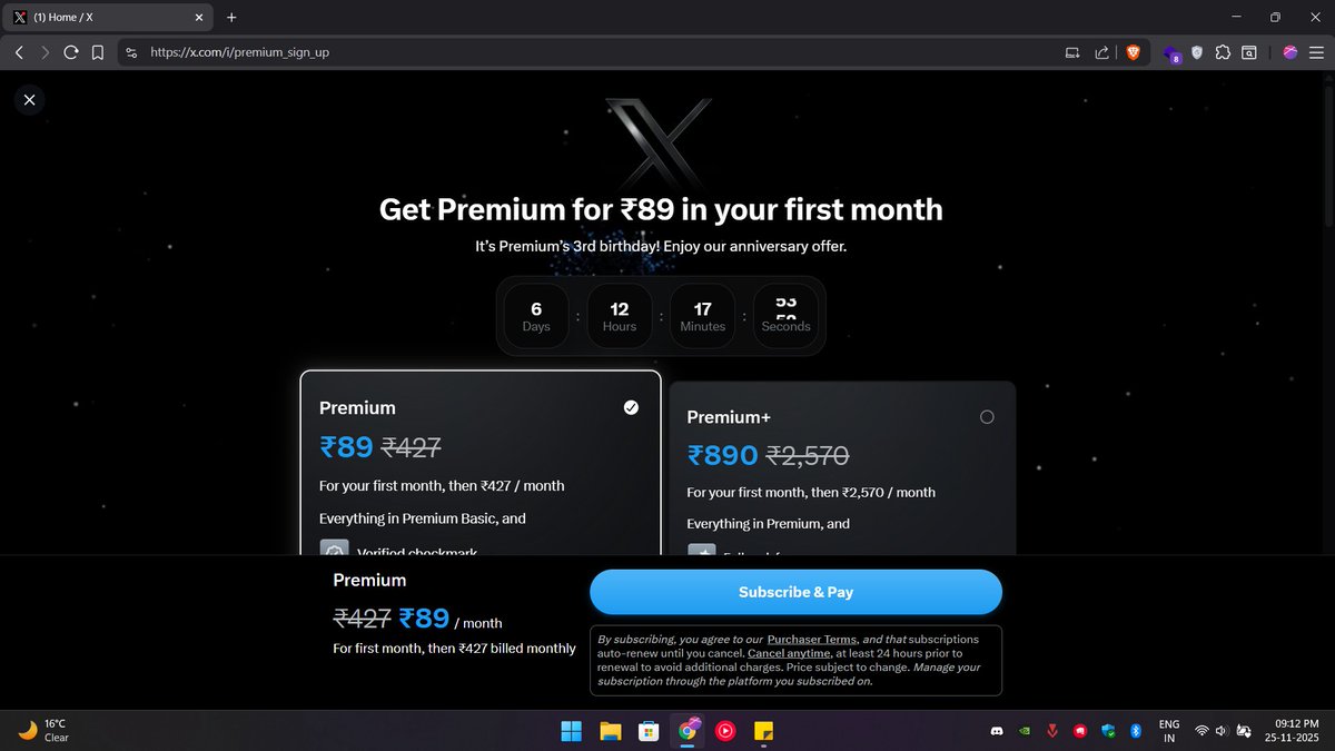 noobKoderr's tweet image. Niceeee Finally I can afford X premium 😭