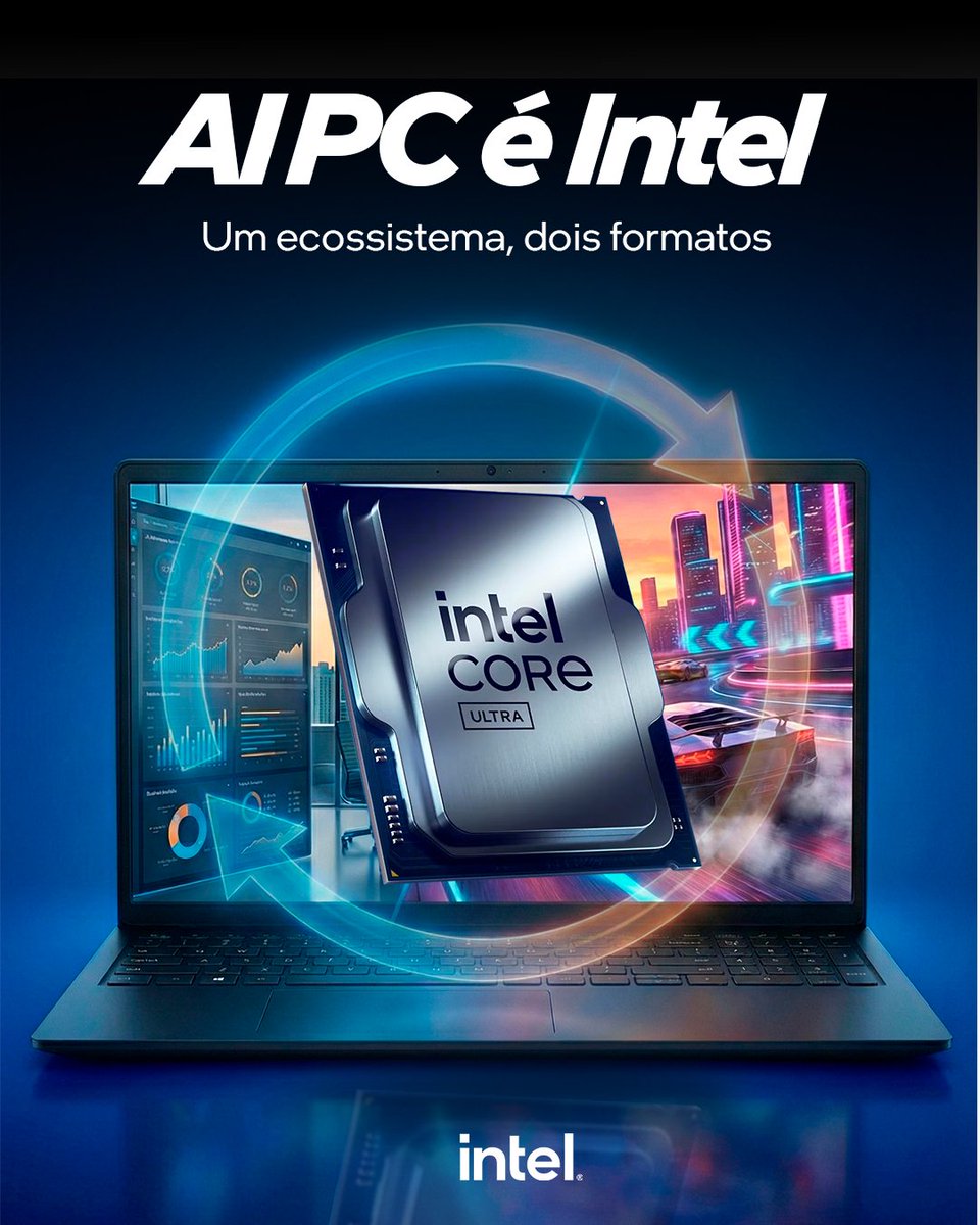 intelbrasil's tweet image. Um só PC, dois modos 
Um AI PC com Intel Core Ultra faz as duas: produz no foco e vence no game. 
 
#IntelCoreUltra #AIPC