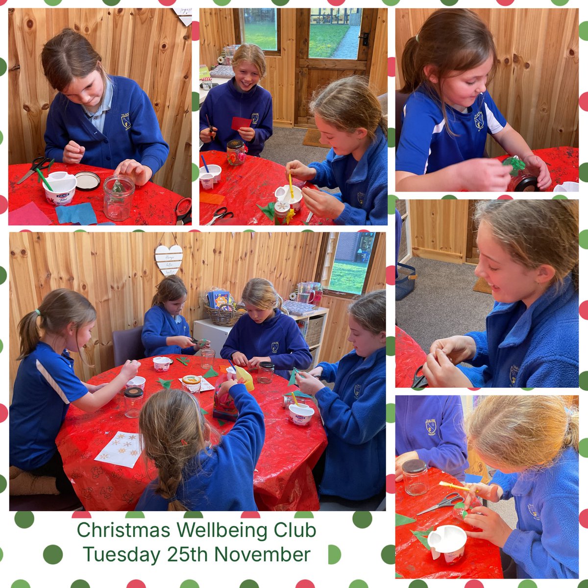 We’re having lots of fun in tonight’s wellbeing club. It’s a Christmas theme and the children are busy making their own festive lanterns.