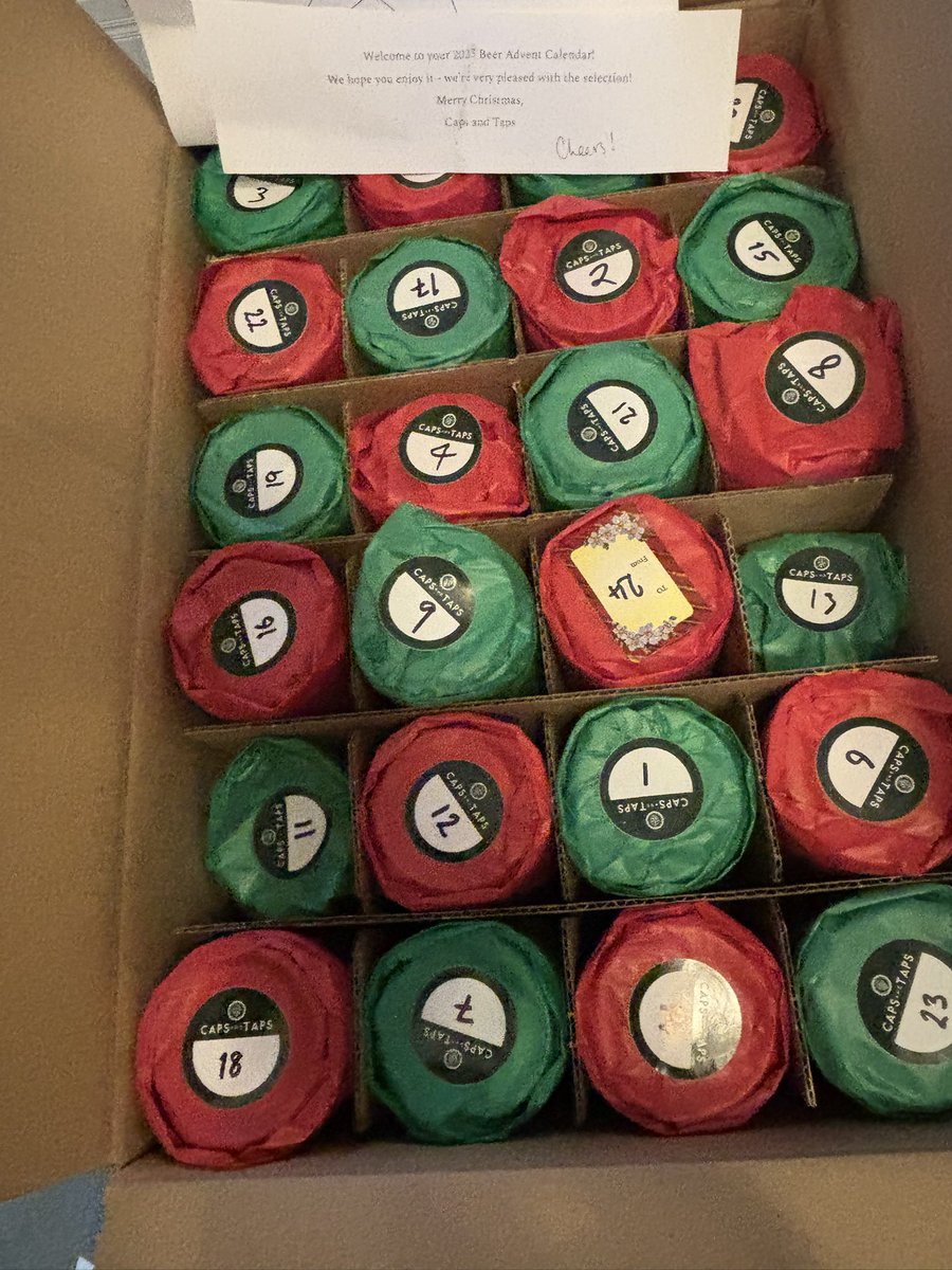 Another year another <a href="/CapsAndTapsLDN/">Caps And Taps</a> advent calendar. Jack likes the box. Good nuzzling material.