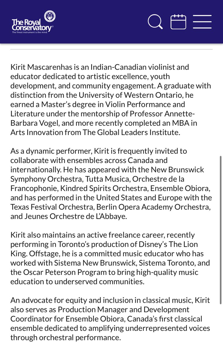A huge congratulations to Regional Strings Program graduate Kirit Mascarenhas on his appointment to the @theroyalconservatory Oscar Peterson Community School. We know that you will continue to make Port Credit Secondary School proud!#proudmusicteacher