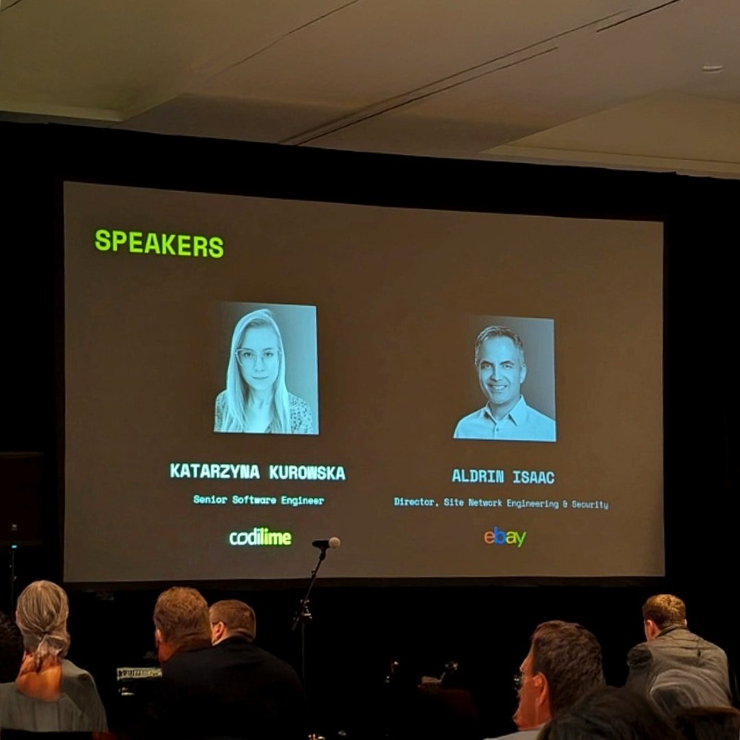 CodiLime's tweet image. What works. What hurts. What’s next.

At #AutoCon4, Katarzyna Kurowska (CodiLime) &amp;amp; Aldrin Isaac (eBay) shared lessons from Spectron, eBay’s intent-based orchestration platform.

#NetworkAutomation #Orchestration