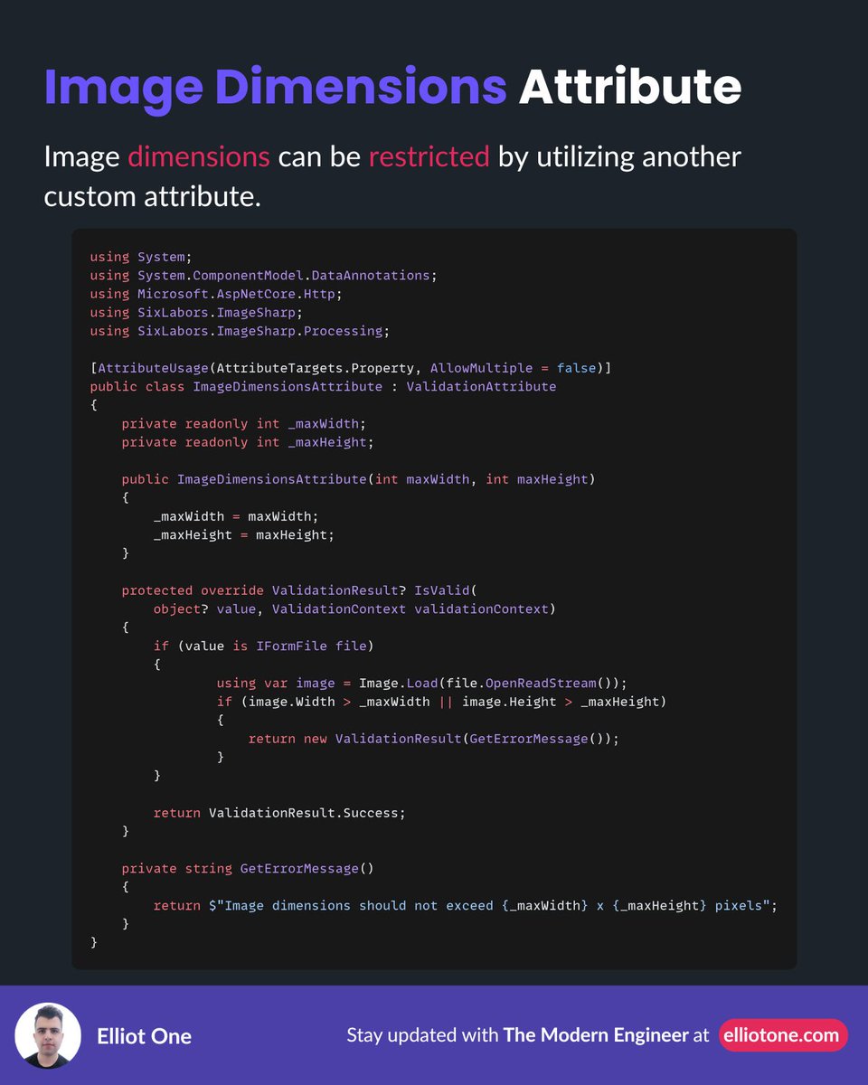elliot1one's tweet image. ImageSharp is a fully managed, cross-platform library for:

1. Resizing &amp;amp; cropping
2. Filters &amp;amp; effects
3. Thumbnails &amp;amp; compression
4. Metadata &amp;amp; color management

Perfect for consistent, high-performance image workflows.

#dotnet #csharp #imageprocessing