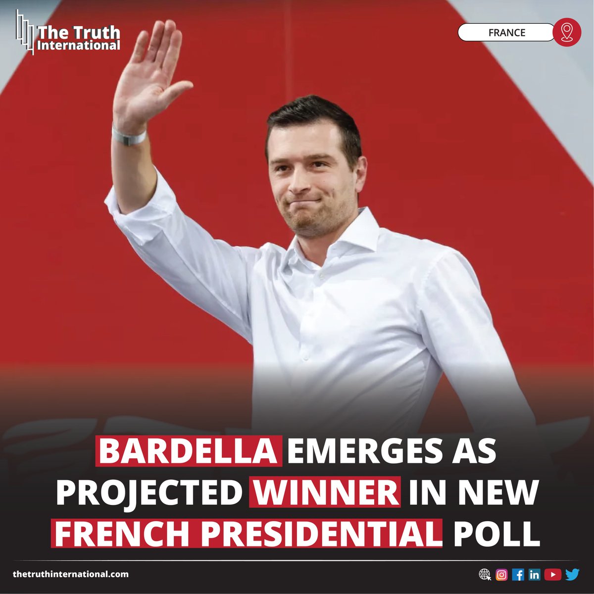 ttimagazine's tweet image. Bardella Emerges as Projected Winner in New French Presidential Poll

FOR FULL STORY: thetruthinternational.com/bardella-emerg…

#Bardella #Emerges #Projected #Winner #French #Presidential #Poll #TTI
