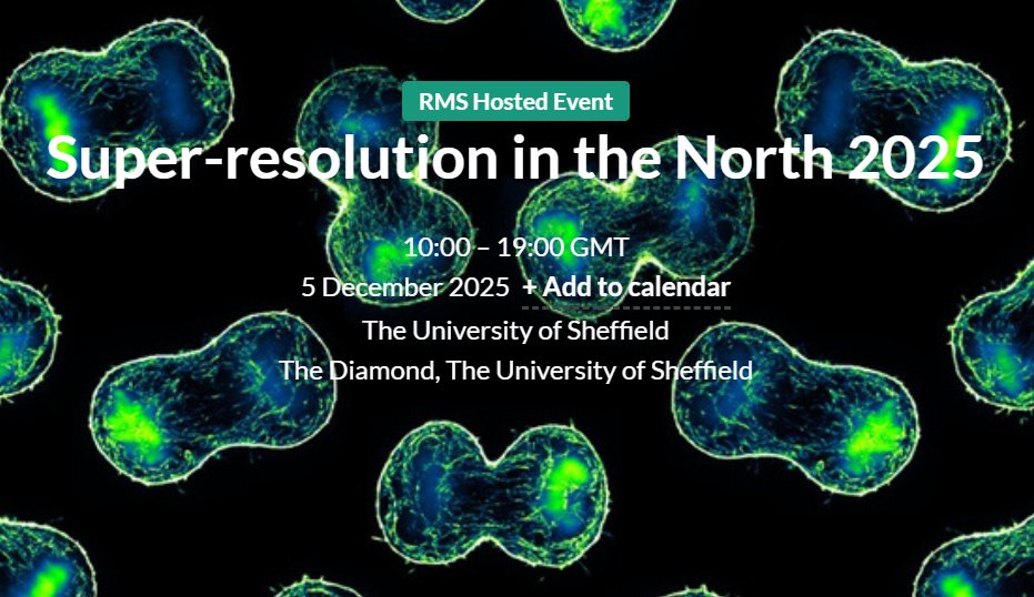 RoyalMicroSoc's tweet image. There&apos;s *still time* to book your place at Super-resolution in the North 2025 😀

Great meeting covering all the current challenges in developing and using super-resolution #microscopy. Registration closes on Monday (1 December)

Book now: ow.ly/nv9p50Xxzgu