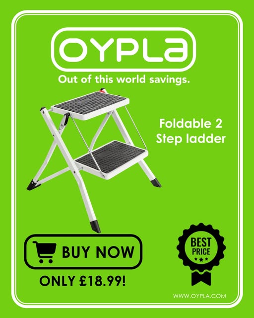 oypla's tweet image. Check it out: oypla.com/.../foldable-2…
Price: £18.99 Need a reliable step up around the house? Ideal for DIY, changing bulbs, accessing high shelves or any home project where a safe little lift makes a big difference. #HomeImprovement #DIYTools #StepLadder #SafetyFirst #Oypla