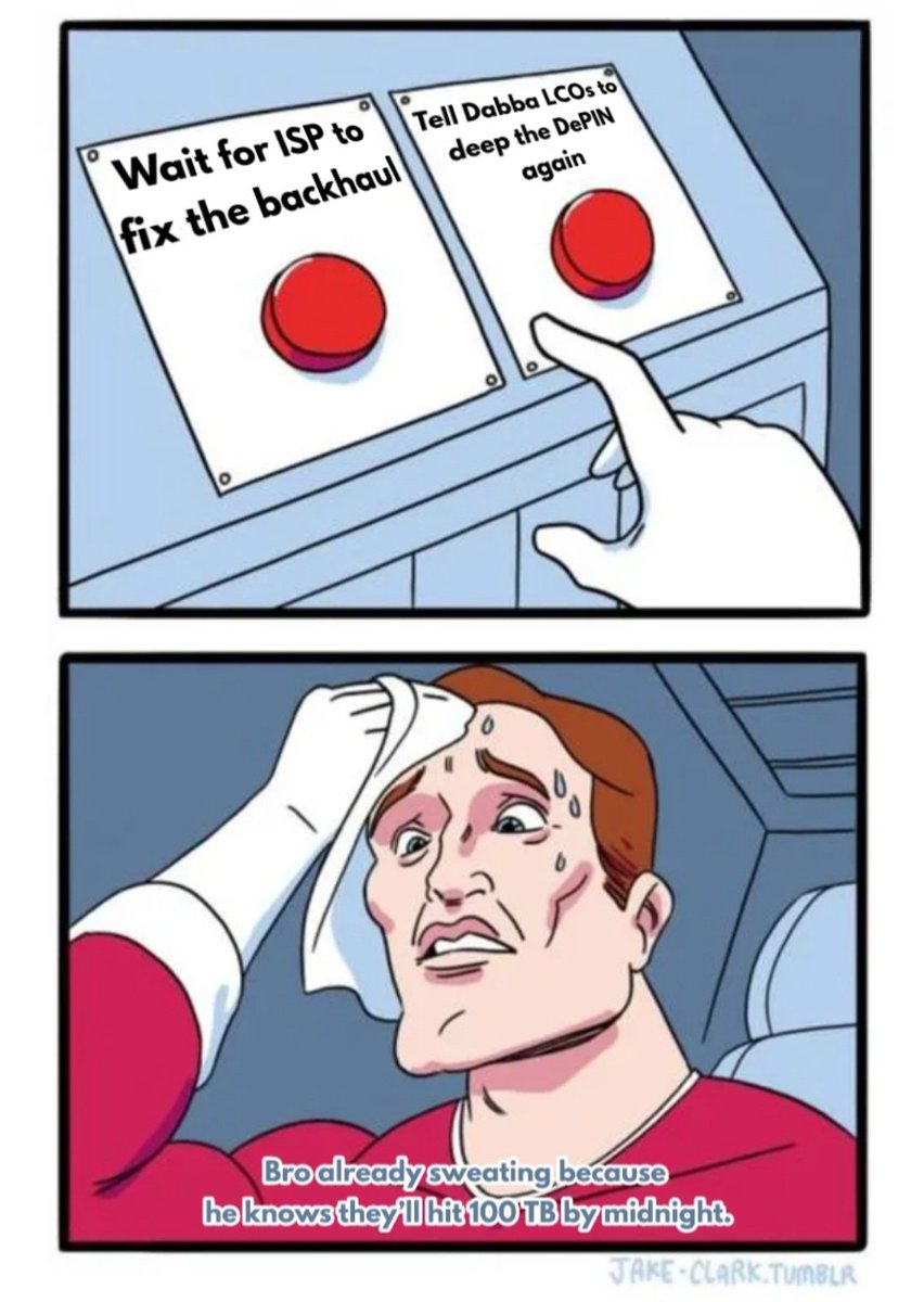 ff_fizzy's tweet image. Every time traffic spikes, founders face the same choice: pray the ISP shows up or ping the Dabba LCOs and watch the graph go vertical again @DabbaNetwork

#Dabba 
#DePin
#Solana
#MemeticWeirdnessday
#HotspotLife