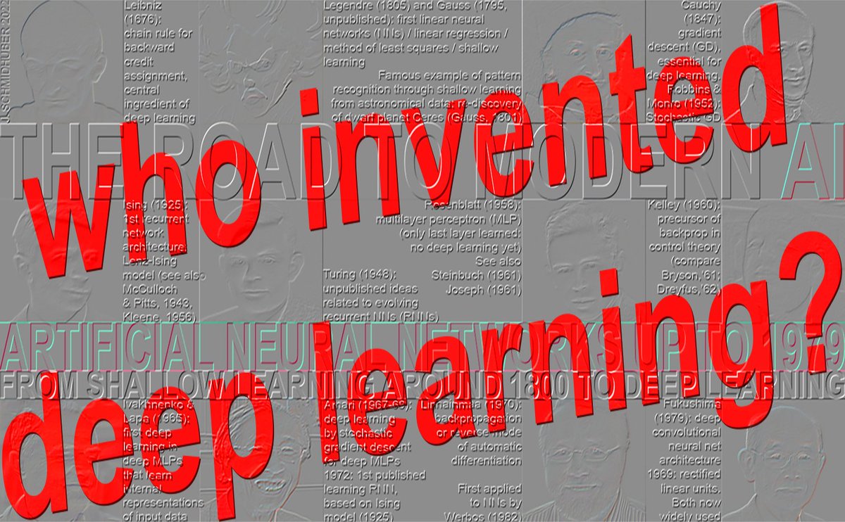 SchmidhuberAI's tweet image. Who invented deep learning? people.idsia.ch/~juergen/who-i… 
Timeline: 
1965: first deep learning (Ivakhnenko &amp;amp; Lapa, 8 layers by 1971)
1967-68: end-to-end deep learning by stochastic gradient descent (Amari, 5 layers)
1970: backpropagation (Linnainmaa, 1970) for NNs (Werbos, 1982):…