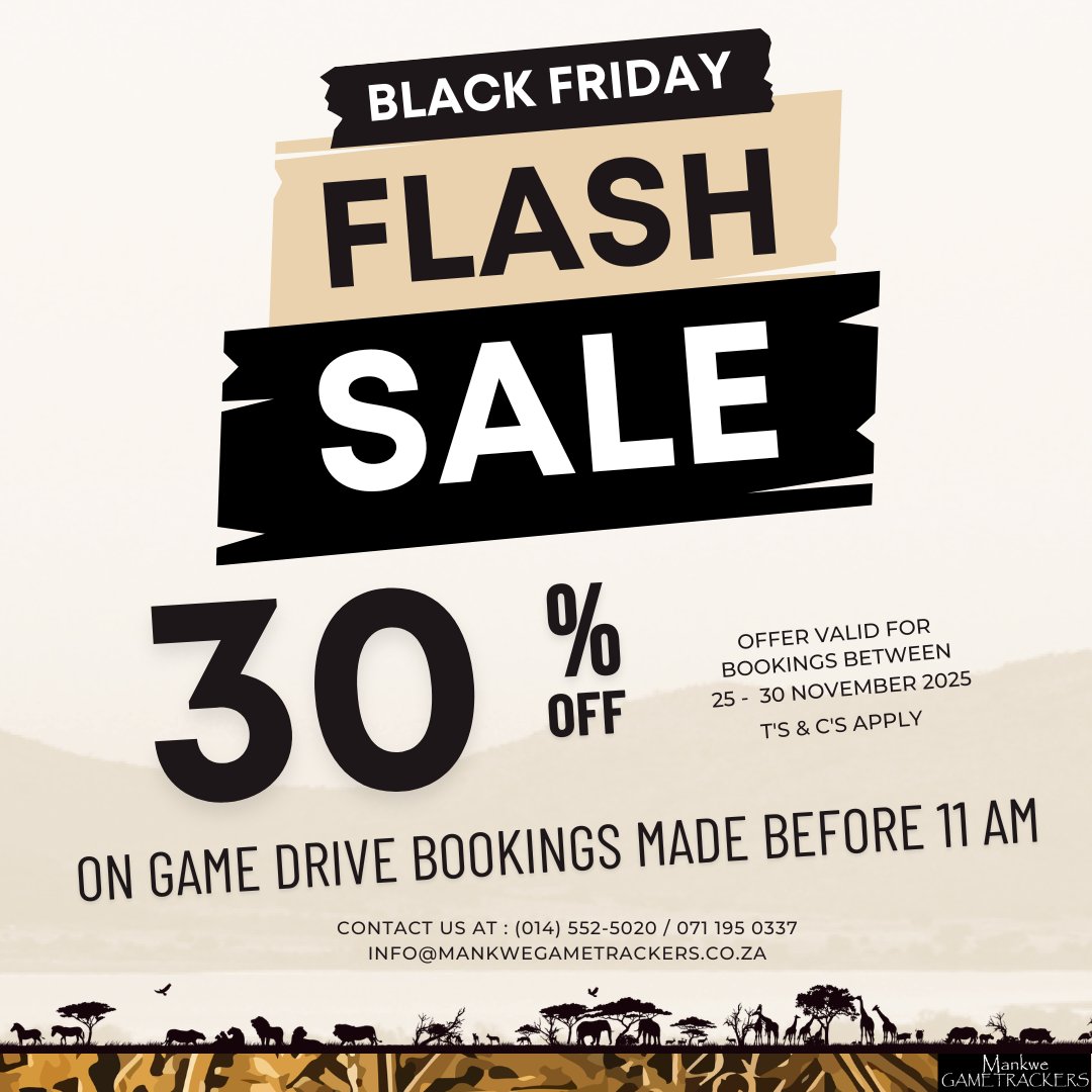 🌅 Don’t wait. Don’t blink. BOOK NOW!
Adventure is calling… will you answer? 👇

#BlackFriday #GameDrive #WildSale #YourAdventureStartsHere