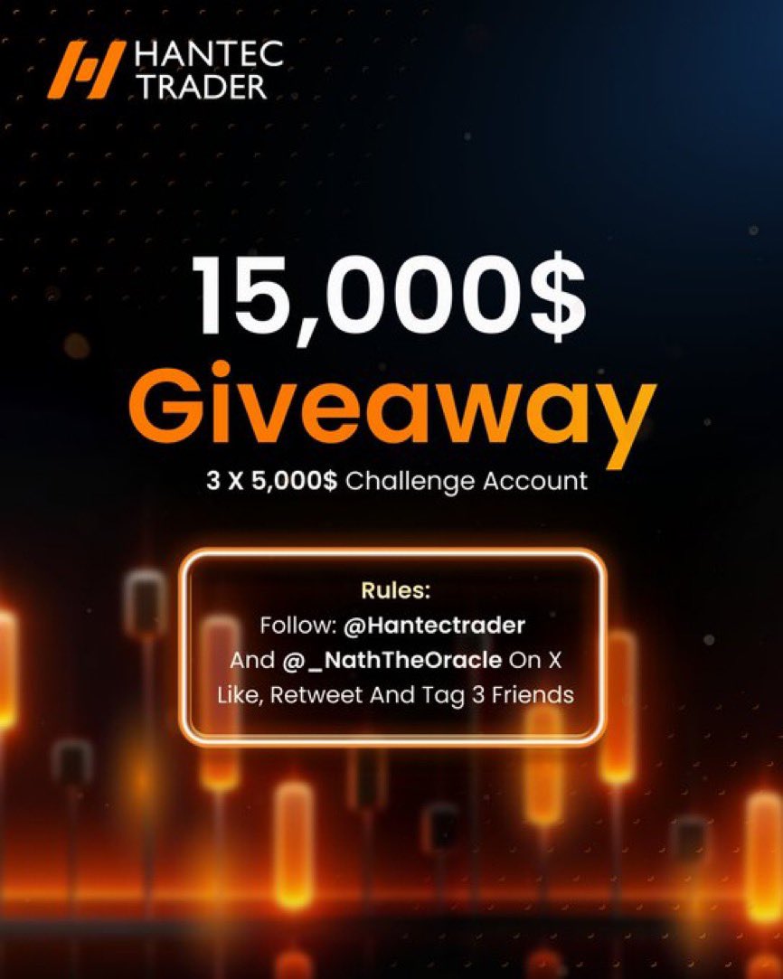 _NathTheOracle's tweet image. 🎉 GIVEAWAY 🎉
3 X $5,000 Challenge account

How to enter:
· Follow @HantecTrader and @_NathTheOracle 
· Like, Retweet and tag 3 friends
