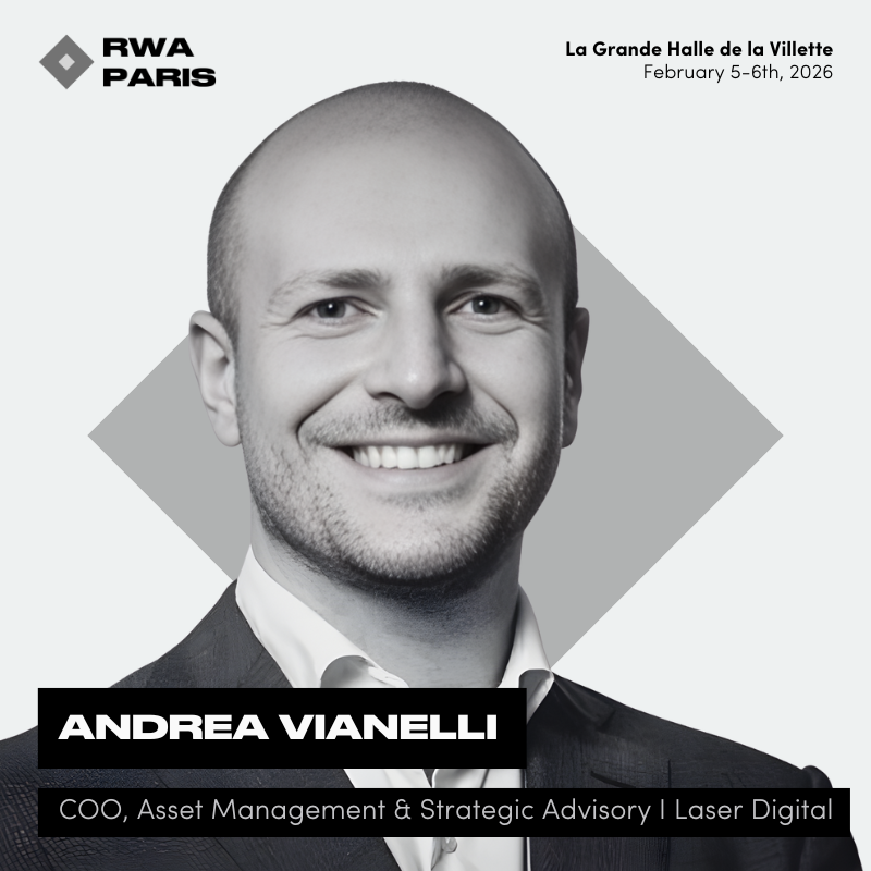 Speaker Announcement

<a href="/andreavianelli_/">Andrea Vianelli</a>, COO and Asset Management &amp; Strategist Advisory of <a href="/LaserDigital_/">Laser Digital</a>, will be speaking at RWA Paris 2026.