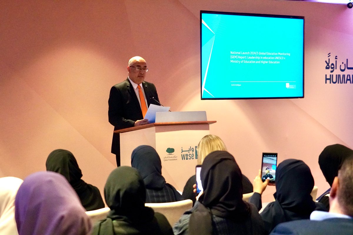 UNESCO_GCCYemen's tweet image. Today, @UNESCO with @GEMReport, @QNC_qa &amp;amp; @Qatar_Edu convened a high-level dialogue on the 2024/5 #GEMReport, spotlighting leadership in #education at @WISE_Tweets. Strong, value-driven leaders, from schools to systems, are key to transforming learning &amp;amp; advancing #SDG4 for all