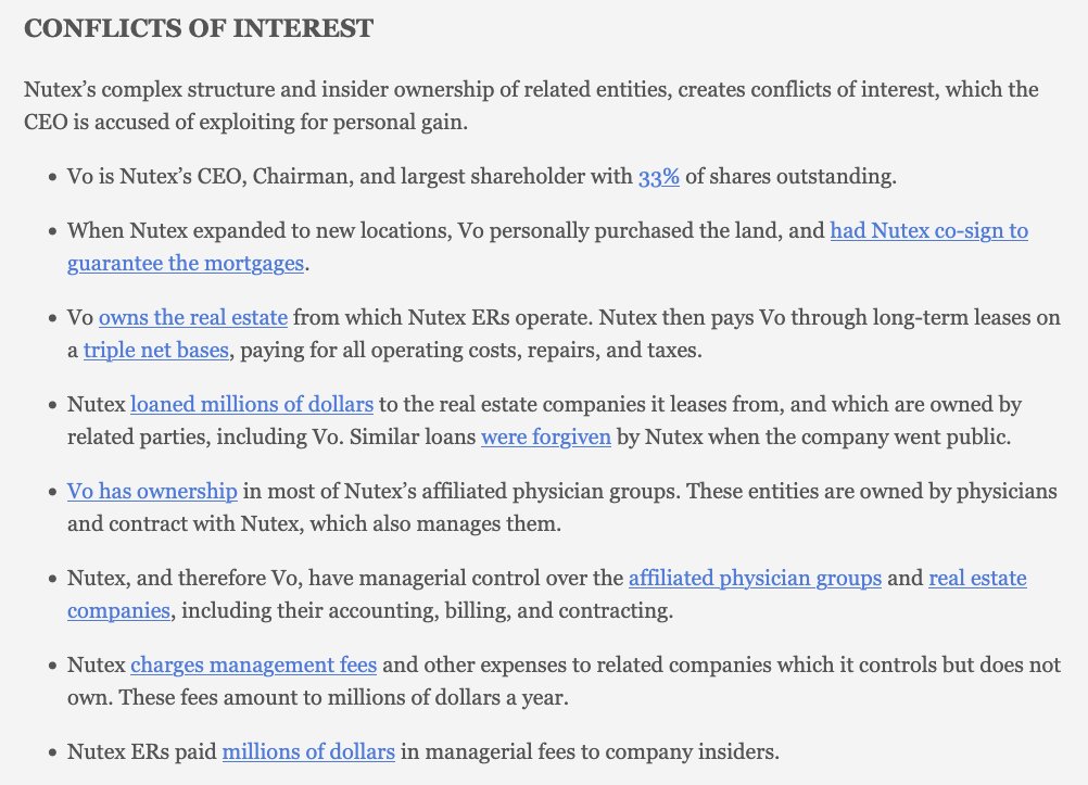 CapybaraShort's tweet image. $NUTX conflicts of interest should make longs pucker.
Especially with insiders and physicians saying the CEO used these conflicts to defraud