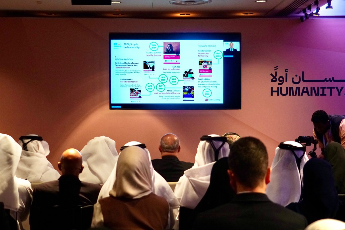 UNESCO_GCCYemen's tweet image. Today, @UNESCO with @GEMReport, @QNC_qa &amp;amp; @Qatar_Edu convened a high-level dialogue on the 2024/5 #GEMReport, spotlighting leadership in #education at @WISE_Tweets. Strong, value-driven leaders, from schools to systems, are key to transforming learning &amp;amp; advancing #SDG4 for all