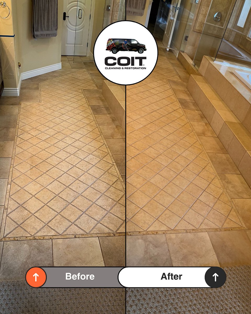 Grout lines can be hard to clean without the help of professional cleaning methods. That’s where COIT can help! Call us today to get those tiles looking good as new again #beforeandafter