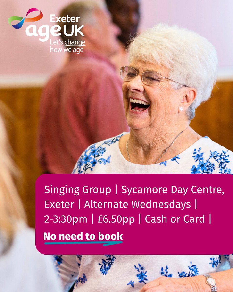 AgeUKexeter's tweet photo. 🎶 Love to sing? Join our bi-weekly Singalong at Age UK Exeter! Warm voices, friendly faces, and classic tunes to lift your spirits.  Come make some joyful noise! All welcome aged 50+

Or book tickets here > https://t.co/SNBh3uIowX 
#ExeterEvents #Singalong #AgeUKExeter https://t.co/4dUhAOU8Pz