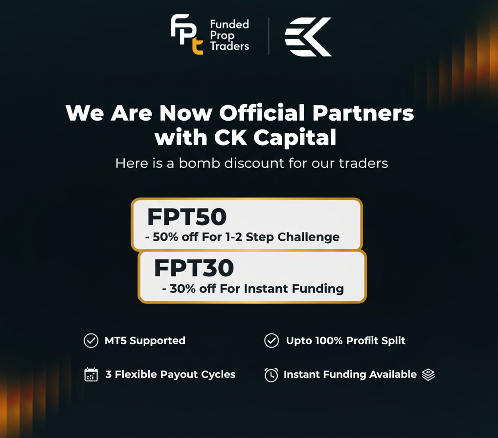 Fund your account for less! <a href="/ckcapitaluk_/">CK Capital</a>

Use code FPT50 to save 50% on your 1-2 Step Challenge. 

Prefer instant funding? Code FPT30 gets you 30% OFF. 

Start your journey today! 📈
👉ckcapital.co.uk
