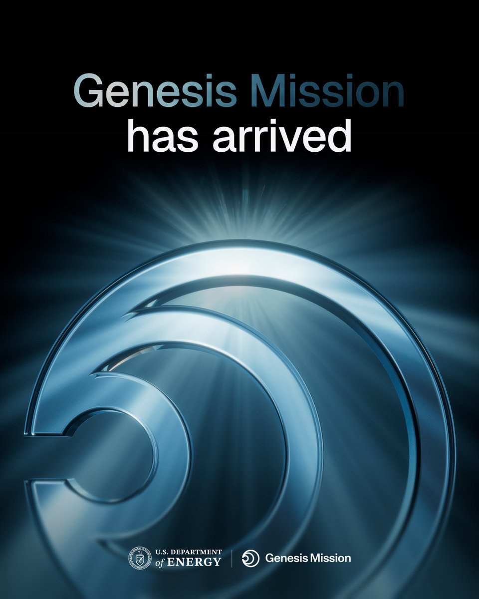 ENERGY's tweet image. Genesis Mission has arrived.

The world’s most powerful scientific platform to ever be built has launched. This Manhattan-Project-level leap will fundamentally transform the future of American science and innovation.
